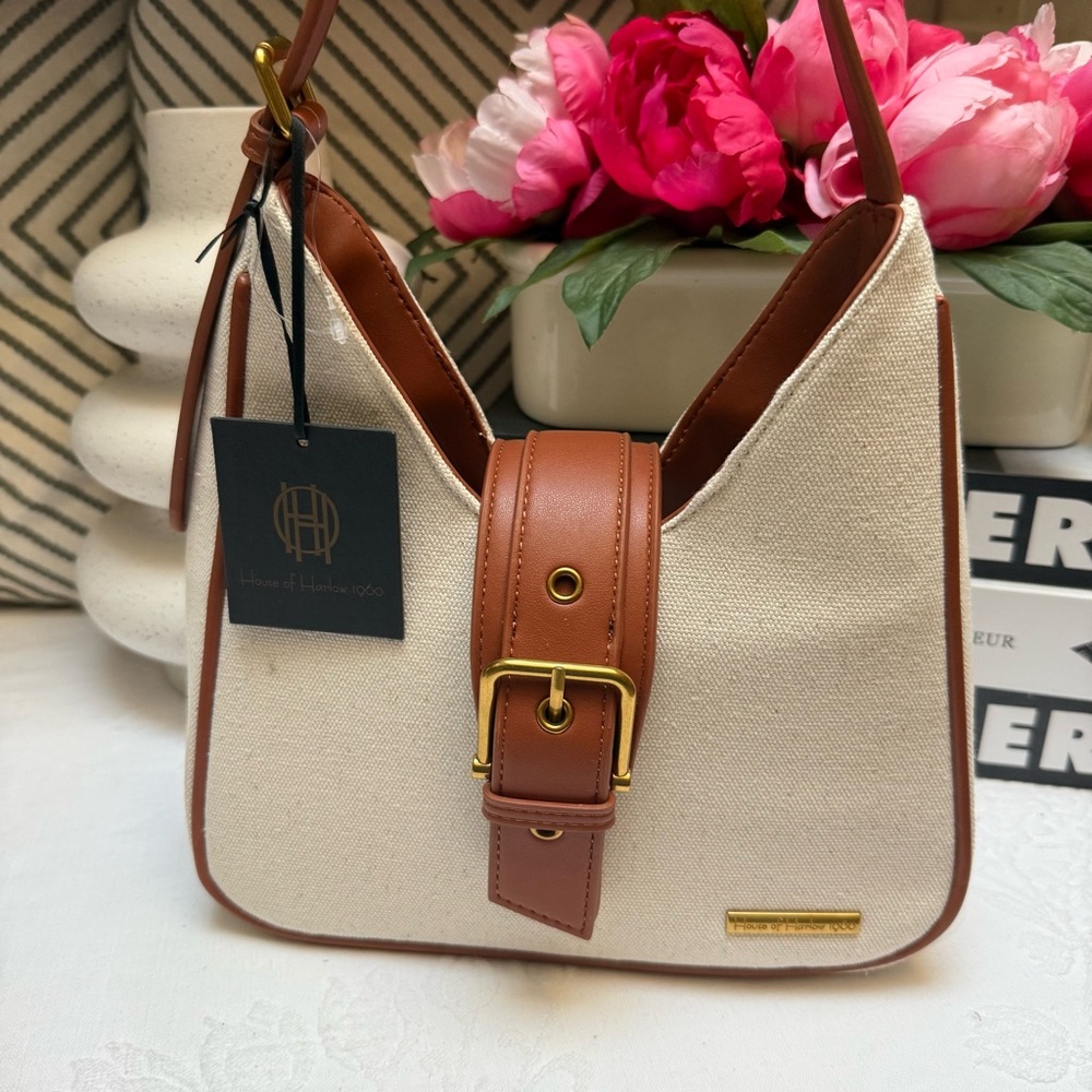 House of Harlow 1960 Canvas /Vegan Leather Shoulder Bag
